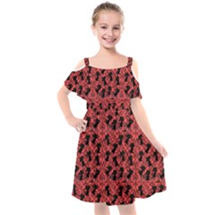 Goth Cats  Kids  Cut Out Shoulders Chiffon Dress by NerdySparkleGoth