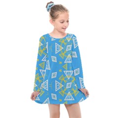 Abstract Pattern Geometric Backgrounds   Kids  Long Sleeve Dress by Eskimos