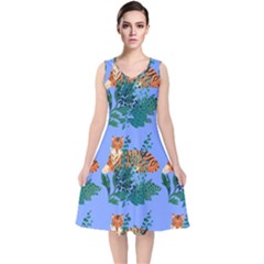 Nature King V-neck Midi Sleeveless Dress  by Sparkle