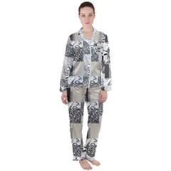 Abstract Pattern Satin Long Sleeve Pajamas Set by Sparkle