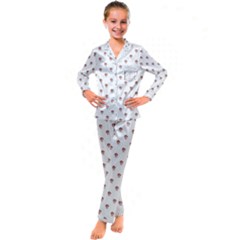 Weird Fantasy Bird Drawing Motif Pattern Kid s Satin Long Sleeve Pajamas Set by dflcprintsclothing