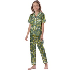 Abstract Pattern Geometric Backgrounds   Kids  Satin Short Sleeve Pajamas Set by Eskimos