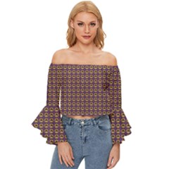 Olimedpurp Off Shoulder Flutter Bell Sleeve Top by violetheavensky