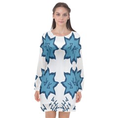 Abstract Pattern Geometric Backgrounds   Long Sleeve Chiffon Shift Dress  by Eskimos