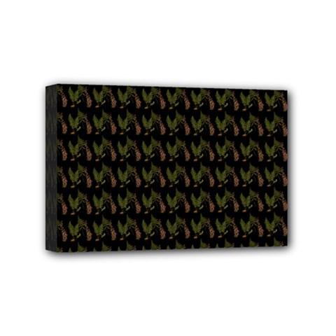 Fern Pattern 2 Black Mini Canvas 6  X 4  (stretched) by violetheavensky