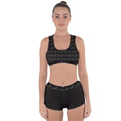 Fern Pattern 2 Black Racerback Boyleg Bikini Set by violetheavensky