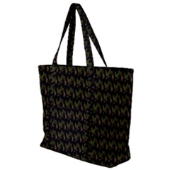 Fern Pattern 2 Black Zip Up Canvas Bag by violetheavensky