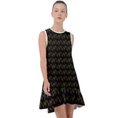 Fern Pattern 2 Black Frill Swing Dress by violetheavensky