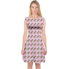 Fern Pattern 2 Pink Capsleeve Midi Dress by violetheavensky