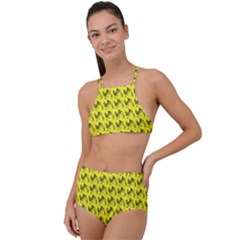 Fern Pattern 2 Yellow High Waist Tankini Set by violetheavensky