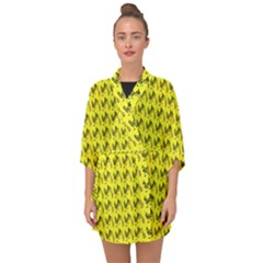 Fern Pattern 2 Yellow Half Sleeve Chiffon Kimono by violetheavensky