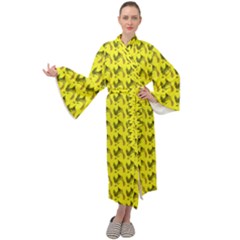 Fern Pattern 2 Yellow Maxi Velour Kimono by violetheavensky