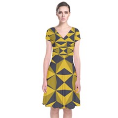 Abstract Pattern Geometric Backgrounds   Short Sleeve Front Wrap Dress by Eskimos