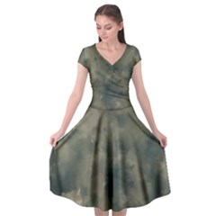 Algae Texture Patttern Cap Sleeve Wrap Front Dress by dflcprintsclothing