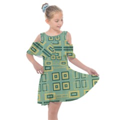 Abstract Pattern Geometric Backgrounds   Kids  Shoulder Cutout Chiffon Dress by Eskimos