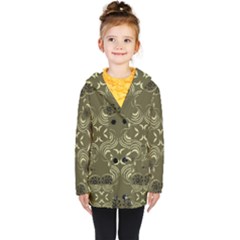 Folk Flowers Print Floral Pattern Ethnic Art Kids  Double Breasted Button Coat by Eskimos