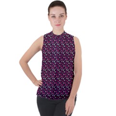 Garden Wall Mock Neck Chiffon Sleeveless Top by Sparkle