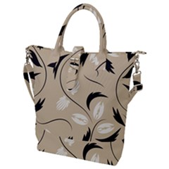 Folk Flowers Print Floral Pattern Ethnic Art Buckle Top Tote Bag by Eskimos