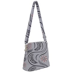 Folk Flowers Print Floral Pattern Ethnic Art Zipper Messenger Bag by Eskimos