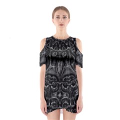 Charcoal Mandala Shoulder Cutout One Piece Dress by MRNStudios