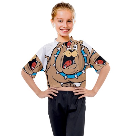 Bulldog-cartoon-illustration-11650862 Kids Mock Neck Tee by jellybeansanddinosaurs