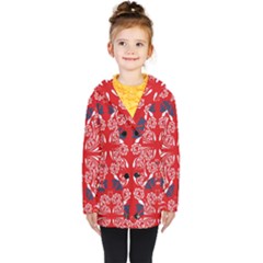 Floral Folk Damask Pattern Fantasy Flowers  Kids  Double Breasted Button Coat by Eskimos