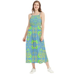 Floral Folk Damask Pattern Fantasy Flowers  Boho Sleeveless Summer Dress by Eskimos