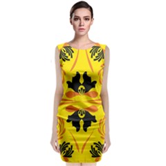 Floral Folk Damask Pattern Fantasy Flowers  Classic Sleeveless Midi Dress by Eskimos