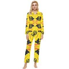 Floral Folk Damask Pattern Fantasy Flowers  Womens  Long Sleeve Velvet Pocket Pajamas Set by Eskimos