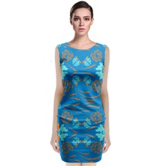 Floral Folk Damask Pattern Fantasy Flowers  Classic Sleeveless Midi Dress by Eskimos