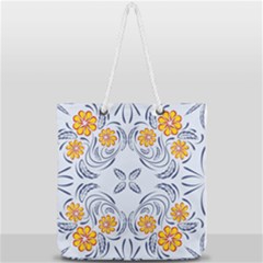 Floral Folk Damask Pattern Fantasy Flowers  Full Print Rope Handle Tote (large) by Eskimos