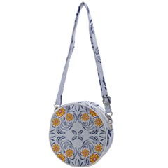 Floral Folk Damask Pattern Fantasy Flowers  Crossbody Circle Bag by Eskimos