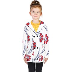 Folk Flowers Print Floral Pattern Ethnic Art Kids  Double Breasted Button Coat by Eskimos