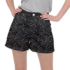 Pixel Grid Dark Black And White Pattern Ripstop Shorts by dflcprintsclothing