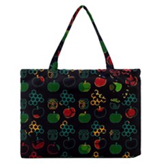 Apples Honey Honeycombs Pattern Zipper Medium Tote Bag by Amaryn4rt