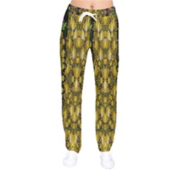 Fanciful Fantasy Flower Forest Women Velvet Drawstring Pants by pepitasart