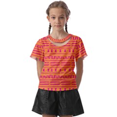 Mudcloth Hot Tangerine Kids  Front Cut Tee by MickiRedd