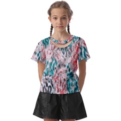 Colorful Spotted Reptilian Coral Kids  Front Cut Tee by MickiRedd