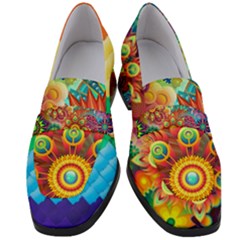 Mandalas-1084082 Textured-rainbow Women s Chunky Heel Loafers by jellybeansanddinosaurs