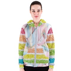 Rainbow-cake-layers Marshmallow-candy-texture Women s Zipper Hoodie by jellybeansanddinosaurs