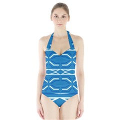 Abstract Pattern Geometric Backgrounds   Halter Swimsuit by Eskimos