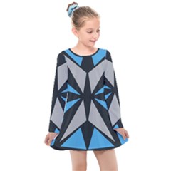 Abstract Pattern Geometric Backgrounds   Kids  Long Sleeve Dress by Eskimos