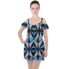 Abstract Pattern Geometric Backgrounds   Ruffle Cut Out Chiffon Playsuit by Eskimos