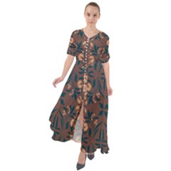 Floral Folk Damask Pattern  Waist Tie Boho Maxi Dress by Eskimos