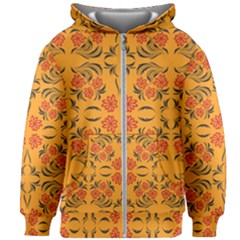 Floral Folk Damask Pattern  Kids  Zipper Hoodie Without Drawstring by Eskimos