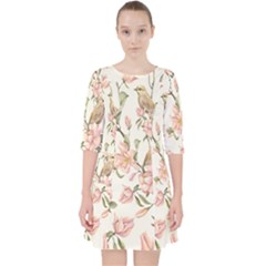 Floral Quarter Sleeve Pocket Dress by Sparkle