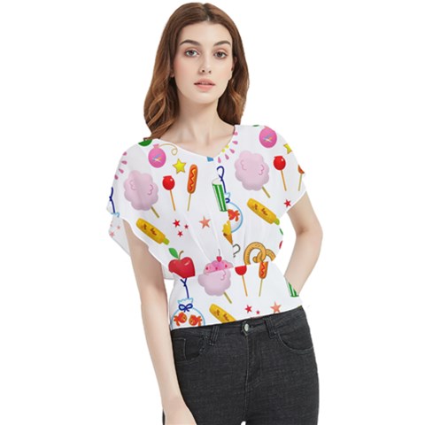 Summer-fair-food-goldfish Copy Copy Butterfly Chiffon Blouse by Nexatart