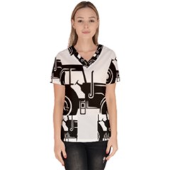 Black-farm-tractor-cut Women s V-neck Scrub Top by DinzDas