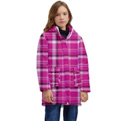 Pink Tartan-9 Kid s Hooded Longline Puffer Jacket by tartantotartanspink