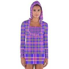 Tartan Purple Long Sleeve Hooded T-shirt by tartantotartanspink